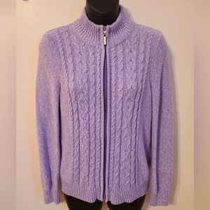🌟Purple Full Zip Cable Knit Sweater Size Small Petite